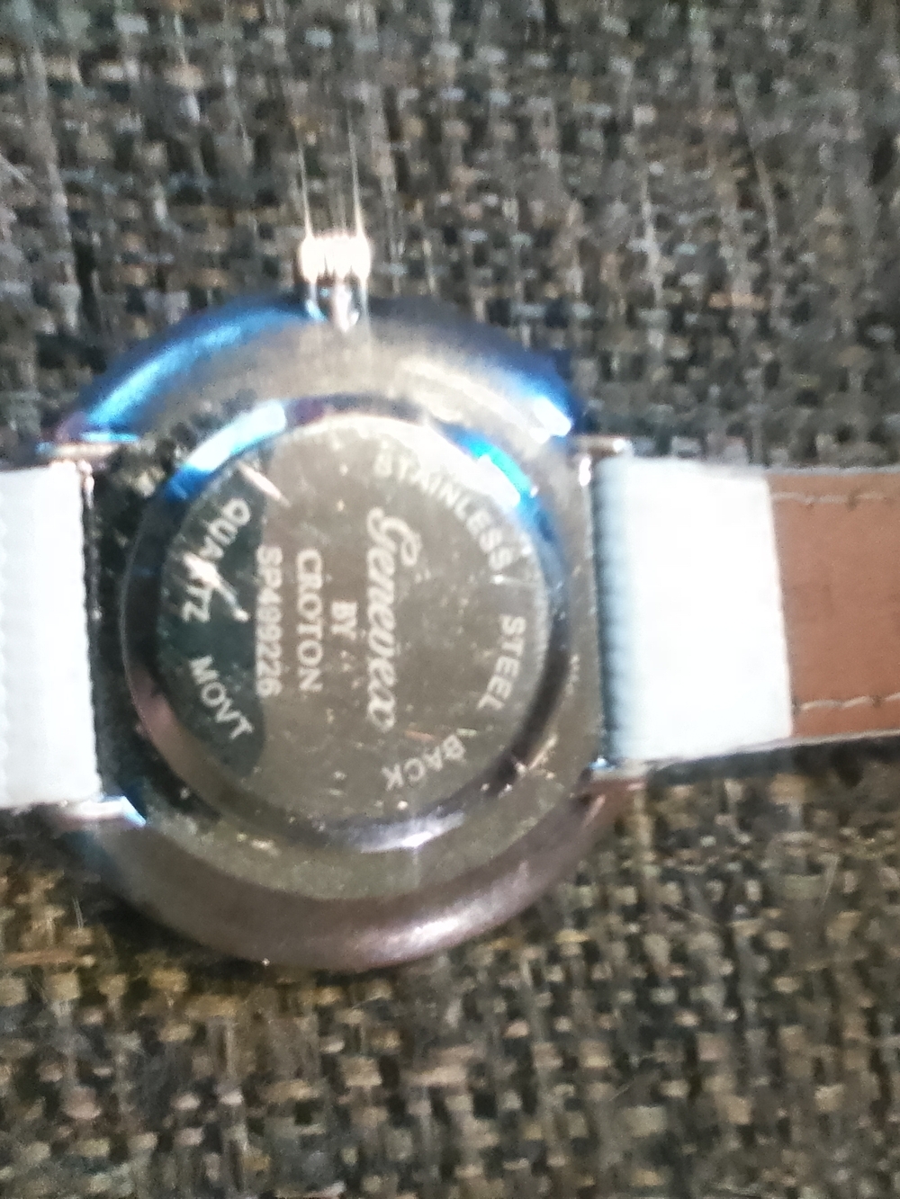 Geneva Stainless Steel Watch with Light Blue and Brown Strap